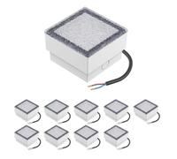 ledscom.de 10x LED pavimentazione pietra terra luce da incasso CUS per esterni, IP67, angolare, 10 x 10cm, blu