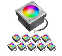 ledscom.de 10x pietra da pavimentazione LED NEOLUM per esterni, IP67, angolare, 10 x10cm, incl. lampadina GX53 RGB, 670lm, Smart Home
