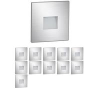 ledscom.de 12 LED luce per scale/apparecchio da incasso a parete FOW per interni ed esterni, downlight, angolare, acciaio inox, 85 x 85 mm, bianco freddo