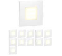 ledscom.de 12 LED luce per scale/apparecchio da incasso FEX per interni ed esterni, angolare, 85 x 85 mm, bianco caldo