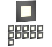 ledscom.de 12 LED, luce per scale/faretto da incasso a parete FEX per interni ed esterni, forma angolare, antracite, 85 x 85 mm, bianco caldo