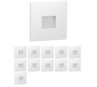 ledscom.de 12 LED, luce per scale/faretto da incasso a parete FOW per interni ed esterni, downlight, quadrato, 85 x 85 mm, bianco caldo