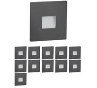 ledscom.de 12 LED, luce per scale/faretto da incasso a parete FOW per interni ed esterni, downlight, quadrato, antracite, 85 x 85 mm, bianco caldo