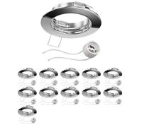 ledscom.de 12 pezzi cornice da incasso a soffitto FERE, rotonda, cromo lucido (GU10/MR16/GU5,3/50mm) incl. presa GU10