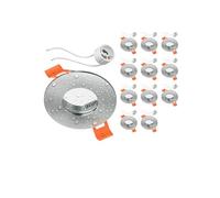 ledscom.de 12 pezzi Cornice da incasso a soffitto per bagno ERID, a prova di umidità, bagno, IP44, rotonda, alluminio opaco (GU10/MR16/GU5,3/50mm) incl. presa GU10