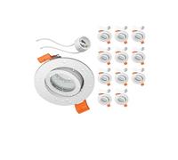 ledscom.de 12 pezzi Cornice da incasso a soffitto per bagno ERID, impermeabile, bagno, IP44, rotonda, orientabile, bianco opaco incl. presa GU10