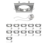 ledscom.de 12 pezzi cornice da incasso a soffitto RIR cornice da incasso angolare cromata opaca (LED/alogena/GU10/MR16/PAR16/50mm) incl. presa GU10