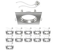 ledscom.de 12 pezzi cornice da incasso a soffitto RIR cornice da incasso angolare cromata opaca (LED/alogena/MR16/50mm) incl. presa GU5.3