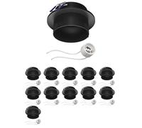 ledscom.de 12 pezzi cornice di montaggio a soffitto KRON, rotonda, nero opaco (GU10/MR16/GU5,3/50mm) incl. presa GU10