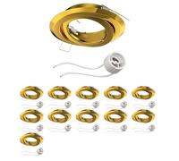 ledscom.de 12x cornice da incasso a soffitto FABI, rotonda, orientabile, oro lucido (GU10/MR16/GU5,3/50mm) incl. zoccolo