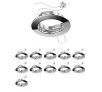 ledscom.de 12x cornice da incasso a soffitto FERE, rotonda, cromo lucido (LED/alogeni/MR16/50mm) incl. presa GU5.3