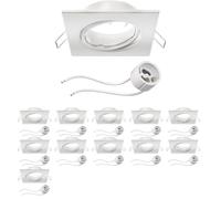 ledscom.de 12x cornice da incasso a soffitto RIR cornice da incasso bianco opaco angolare orientabile (LED/alogena/GU10/MR16/PAR16/50mm) incl. presa GU10