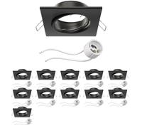 ledscom.de 12x cornice da incasso a soffitto RIR cornice da incasso nera opaca angolare orientabile (LED/alogena/GU10/MR16/PAR16/50mm) incl. presa GU10