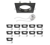 ledscom.de 12x cornice da incasso a soffitto RIR cornice da incasso nero opaco angolare (LED/alogena/GU10/MR16/PAR16/50mm) incl. presa GU10