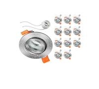 ledscom.de 12x cornici da incasso per soffitto da bagno ERID, per ambienti umidi, bagno, IP44, rotonde, orientabili, alluminio opaco, con portalampada GU10 incluso