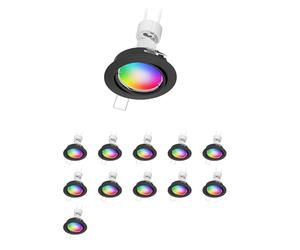 ledscom.de 12x faretto da incasso a soffitto FERE cornice da incasso nero opaco orientabile incl. lampada LED Smart Home RGBW GU10, 5,41W, 473lm