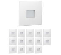 ledscom.de 15 LED luce per scale/parete da incasso FOW per interni ed esterni, downlight, angolare, 85 x 85 mm, bianco caldo