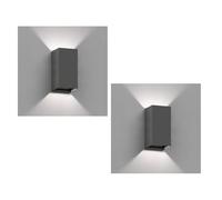 ledscom.de 2 applique CUBEL per esterni, antracite, IP65, illuminazione verso l'alto e verso il basso, rettangolari, con lampadina LED inclusa, 4,4 W, 596 lm, bianco