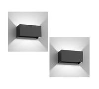ledscom.de 2 applique CUBEL per esterni, antracite, IP65, illuminazione verso l'alto e verso il basso, rettangolari, incluse 2 lampadine a LED da 4,4 W ciascuna, 596 lm, bianco