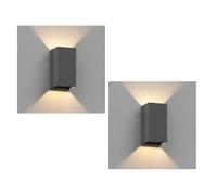 ledscom.de 2 applique CUBEL per esterni, antracite, IP65, illuminazione verso l'alto e verso il basso, rettangolari, con lampadina a LED inclusa, 4,1 W, 501 lm, bianco caldo
