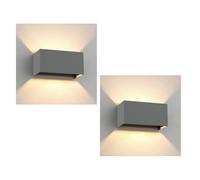 ledscom.de 2 applique CUBEL per esterni, IP65, illuminazione verso l'alto/verso il basso, grigio opaco, di forma squadrata, 2x G9 max. 10W