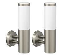ledscom.de 2 applique PORU per esterni, IP44, acciaio inossidabile, acciaio inossidabile opaco, rotonde, 1x E27 max. 40 W