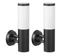 ledscom.de 2 applique PORU per esterni, IP44, acciaio inossidabile, nero opaco, rotonde, 1x E27 max. 40W