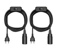 ledscom.de 2 pezzi cavo tessile LEHA, spina, interruttore, nero, 3 m, presa lampada, 1x E14 max. 60W