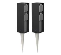 ledscom.de 2 colonnine con prese da giardino POKU con picchetto da terra per esterni, IP44, a 2 prese, nere, squadrate, 23 cm