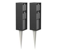 ledscom.de 2 colonnine con prese da giardino POKU con picchetto da terra per esterni, IP44, a 2 prese, antracite, squadrate, 23 cm