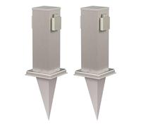 ledscom.de 2 colonnine con prese da giardino Polly con picchetto da terra per esterni, IP44, a 2 prese, acciaio inossidabile, forma quadrata, 27 cm