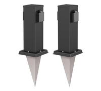 ledscom.de 2 x Polly colonna di presa da giardino con picchetto a terra per esterni, IP44, 2-gang, acciaio inox, angolare, nero, 27cm
