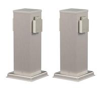 ledscom.de 2 colonnine con prese da giardino POLLY per esterni, IP44, a 2 prese, acciaio inossidabile, forma squadrata, 27 cm