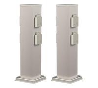 ledscom.de 2 colonnine con prese da giardino POLLY per esterni, IP44, a 4 prese, acciaio inossidabile, forma squadrata, 40 cm