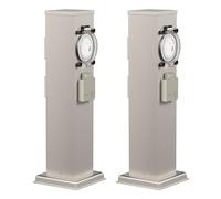 ledscom.de 2 colonnine elettriche da giardino POLLY per esterni, IP44, timer, a 3 prese, acciaio inossidabile, forma squadrata, 40 cm