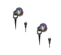 ledscom.de 2 faretti da giardino a LED DUK antracite con picchetto da terra per esterni, IP65, con lampadina LED GU10 RGBW per smart home inclusa (5,5 W, 473 lm)