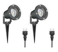 ledscom.de 2 faretti da giardino a LED DUK antracite con picchetto da terra per esterni, IP65, con riflettore LED GU10 incluso (bianco caldo, 5,4 W, 510 lm, 45°)