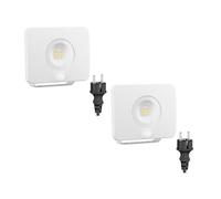 ledscom.de 2 Faretti da giardino a LED WEGA per esterni, IP44, rilevatore di movimento, spina, 11,7 W, 951lm, bianco caldo