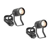 ledscom.de 2 faretti da giardino SHINGA per esterni, IP65, con spina, antracite, 1 attacco GU10 max. 15 W