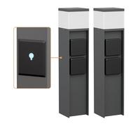 ledscom.de 2 lampioni da marciapiede PODEL per esterni, Smart Home, 39 cm, antracite, 2 prese, lampadina G9 inclusa, 501 lm, bianco caldo