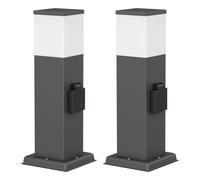 ledscom.de 2 lampioni da marciapiede POLLY per esterni, 35 cm, antracite, presa di corrente, con lampadina G9 inclusa, 596 lm, bianco