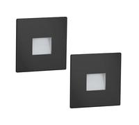 ledscom.de 2 LED luce per scale/apparecchio da incasso a parete FOW per interni ed esterni, downlight, angolare, nero, 85 x 85 mm, bianco caldo