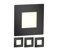 ledscom.de 2 pacchetti da 4 luci LED per scale/faretti da incasso a parete FEX per interni ed esterni, di forma quadrata, neri, 85 x 85 mm, bianco caldo