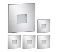 ledscom.de 2-pack faretti LED per scale/da incasso a parete FOW per interni ed esterni, downlight, forma quadrata, acciaio inossidabile, 85 x 85 mm, bianco freddo