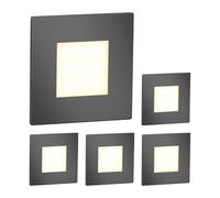 ledscom.de 2-pack FEX, faretti da scala/da incasso a parete a 5 LED per interni ed esterni, forma angolare, antracite, 85 x 85 mm, bianco caldo