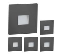 ledscom.de 2-pack FOW, faretti da scala/da incasso a parete a 5 LED per interni ed esterni, downlight, forma angolare, antracite, 85 x 85 mm, bianco caldo