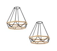 ledscom.de 2 pezzi paralume a gabbia con corda di canapa, diamante, nero, 200mm Ø