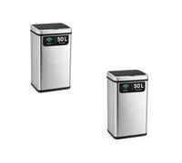 ledscom.de 2 pattumiere con sensore SORTA da 50 L, pattumiere in acciaio inossidabile