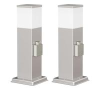 ledscom.de 2 pezzi bitta luminosa POLLY per esterni, 35cm, cromo, attacco, incl. lampadina G9, 596lm, bianco