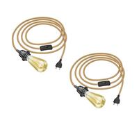 ledscom.de 2 pezzi cavo di canapa LEKA, 4,50m con spina, interruttore e presa E27, incl. LED Vintage oro max. 814lm, dimmerazione a 3 fasi, bianco extra-caldo